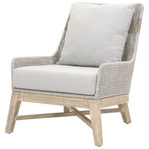 Teak Lounge Chair With Woven Rope And Cushion - Premium Outdoor Furniture