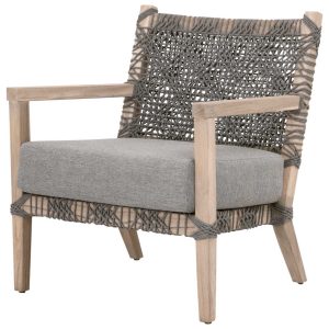 Charista Lounge Chair With Woven Rope And Cushion - Teak Outdoor Patio Furniture Manufacturer Indonesia