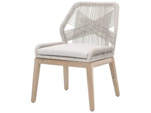 Teak Dining Arm Chair with Woven Rope, Aluminum Frame and Cushion – Modern Outdoor Dining Furniture