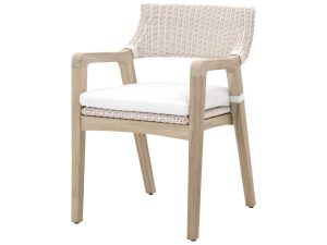 Richelle Teak Dining Chair Woven White Rope and Cushion – Premium Outdoor Dining Furniture from Indonesia