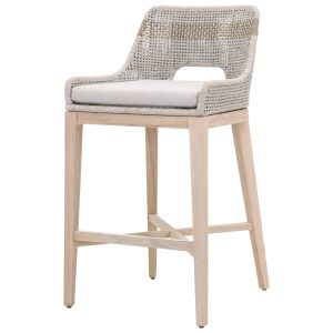 Modern Outdoor Furniture - Teak Bar Stool With Woven Rope And Cushion MOD#01