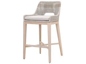 Modern Outdoor Furniture - Teak Bar Stool With Woven Rope And Cushion MOD#01