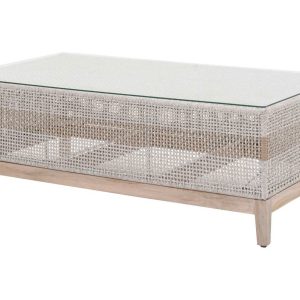 Teak Outdoor Furniture - Glorious Rectangular Coffee Table With Woven Rope