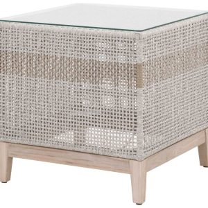 Teak Outdoor Furniture - Glorious Square End Table With Woven Rope