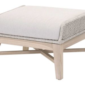 Ottoman With Woven Rope And Removable Cushion - Premium Outdoor Furniture