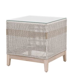 Teak Outdoor Furniture - Glorious Square End Table With Woven Rope