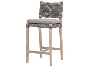 Charista Bar Stool With Woven Rope And Cushion - High Class Patio Bar Chair Furniture