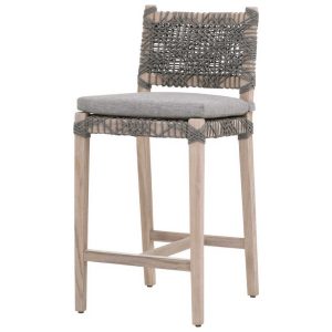 Charista Bar Stool With Woven Rope And Cushion - High Class Patio Bar Chair Furniture