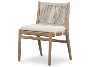 Davinci Premium Teak Dining Chair with Natural Rope And Cushion – Weather Resistant Outdoor Furniture